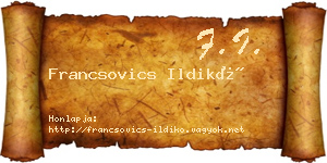 Francsovics Ildikó névjegykártya